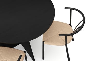 Vera Matgrupp runt 110 cm Svart med 4 Elysia Matstolar - Svartlaserad ek - Möbler - Bord & matgrupper - Matgrupper