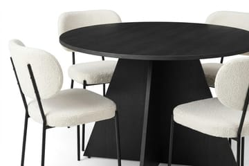 Vera Matgrupp runt 110 cm Svart med 4 Gemmiano Matstolar - Svartlaserad ek - Möbler - Bord & matgrupper - Matgrupper