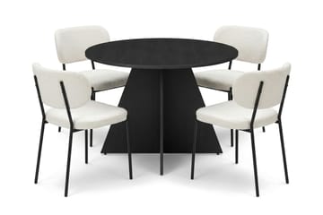 Vera Matgrupp runt 110 cm Svart med 4 Gemmiano Matstolar - Svartlaserad ek - Möbler - Bord & matgrupper - Matgrupper