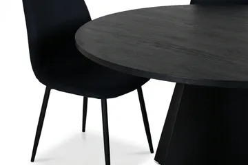 Vera Matgrupp runt 110 cm Svart med 4 Nibe Matstolar - Svartlaserad ek - Möbler - Bord & matgrupper - Matgrupper