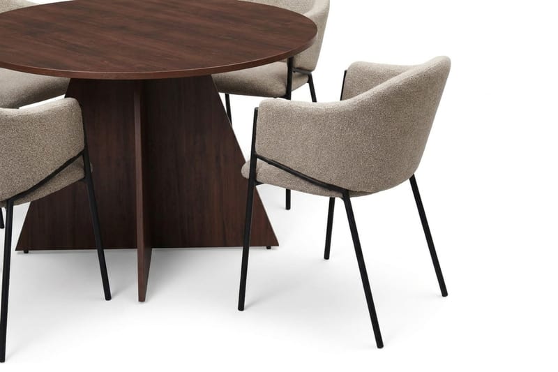 Vera Matgrupp runt 110 cm Valnöt med 4 Filip Matstolar - Valnöt - Möbler - Bord & matgrupper - Matgrupper