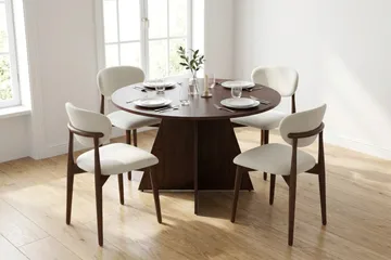 Vera Matgrupp runt 110 cm Valnöt med 4 Molly Matstolar - Valnöt - Möbler - Bord & matgrupper - Matgrupper