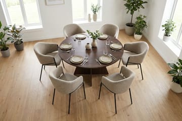 Vera Matgrupp runt 130 cm med 6 Filip Matstolar - Valnöt - Möbler - Bord & matgrupper - Matgrupper