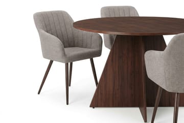 Vera Matgrupp runt 130 cm Valnöt med 6 Filippa Matstolar - Valnöt - Möbler - Bord & matgrupper - Matgrupper