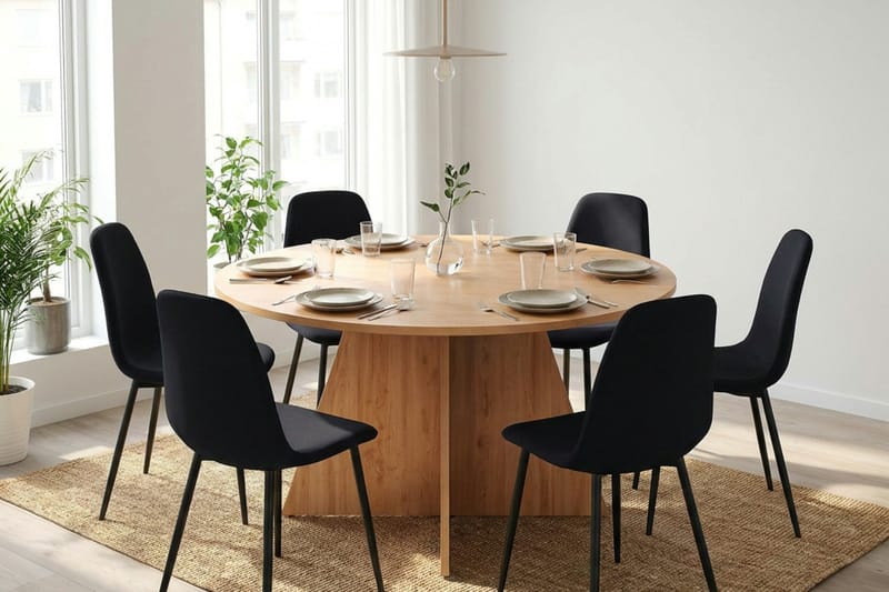 Vera Matgrupp runt 150 cm Ek med 6 Nibe Matstolar - Ek - Möbler - Bord & matgrupper - Matgrupper