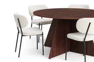 Vera Matgrupp runt 150 cm med 4 Gemmiano Matstolar - Valnöt - Möbler - Bord & matgrupper - Matgrupper