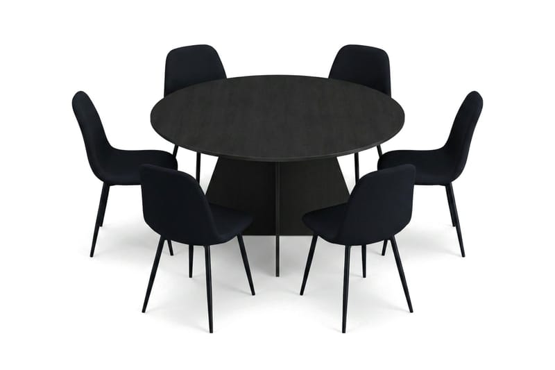Vera Matgrupp runt 150 cm Svart med 6 Nibe Matstolar - Svart - Möbler - Bord & matgrupper - Matgrupper