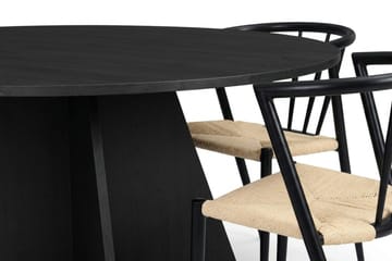 Vera Matgrupp runt 150 cm Svart med 6 Winston Matstolar - Svart - Möbler - Bord & matgrupper - Matgrupper