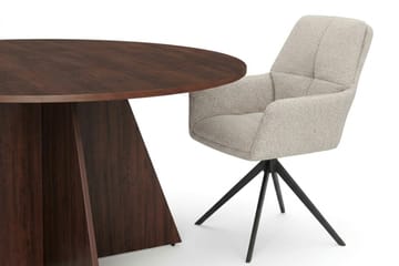Vera Matgrupp runt 150 cm Valnöt med 6 Torsby Matstolar - Valnöt - Möbler - Bord & matgrupper - Matgrupper