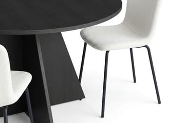 Vera Rund Matgrupp 130 cm – Matbord med 6 Katy Matstolar med Trä- och Svartlaserad Ek-utseende - Svart - Möbler - Bord & matgrupper - Matgrupper