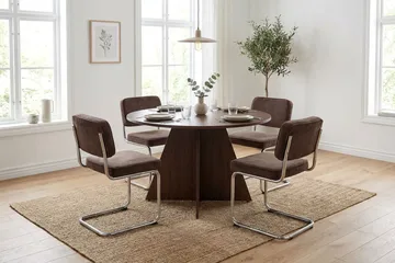 Vera Runt Matbord 110 cm med Trä- och Valnötsutseende - Valnöt - Möbler - Bord & matgrupper - Matbord & köksbord