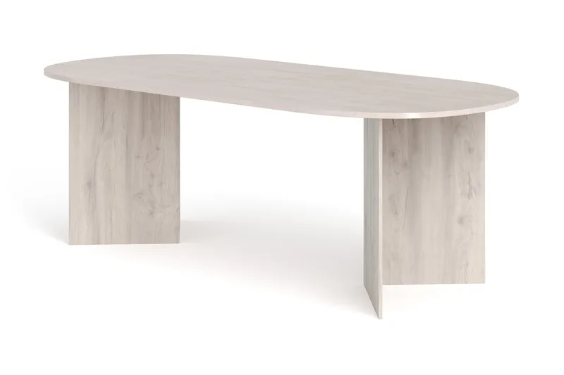 Vera Stort Ovalt Matbord 220x100 cm med Trä- och Vitlaserad Ek-utseende, Vit