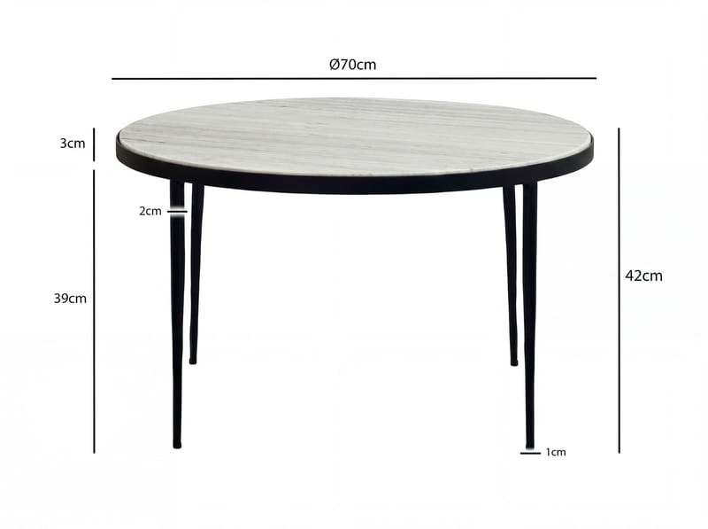 Verlen Runt soffbord 70 cm i metall med marmorskiva - vitgrå marmor svart - Möbler - Bord & matgrupper - Matbord & köksbord