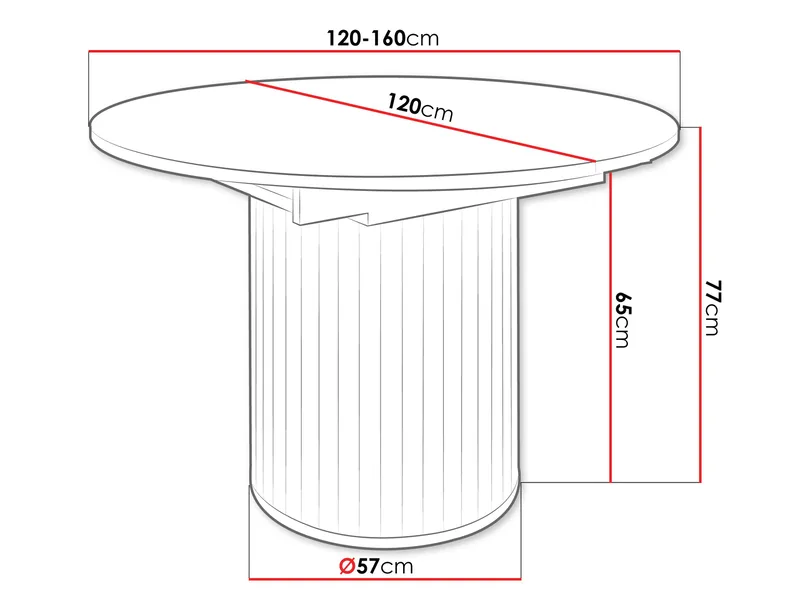 Veyricor Förlängningsbart Matbord 120-160 cm Rund - Beige - Möbler - Bord & matgrupper - Matbord & köksbord