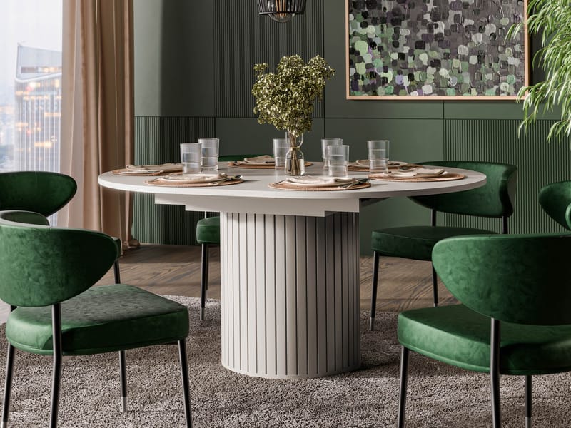 Veyricor Förlängningsbart Matbord 120-160 cm Rund - Beige - Möbler - Bord & matgrupper - Matbord & köksbord