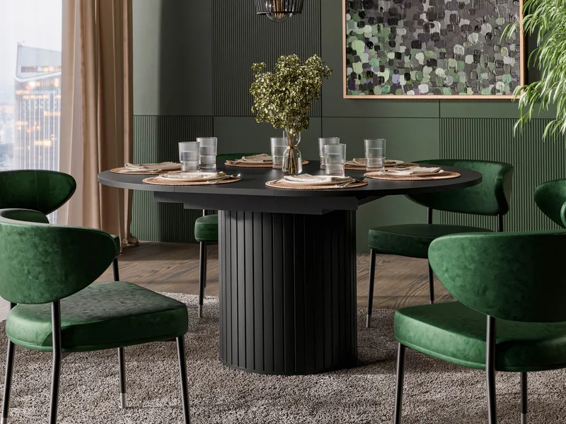 Veyricor Förlängningsbart Matbord 120-160 cm Rund - Svart - Möbler - Bord & matgrupper - Matbord & köksbord