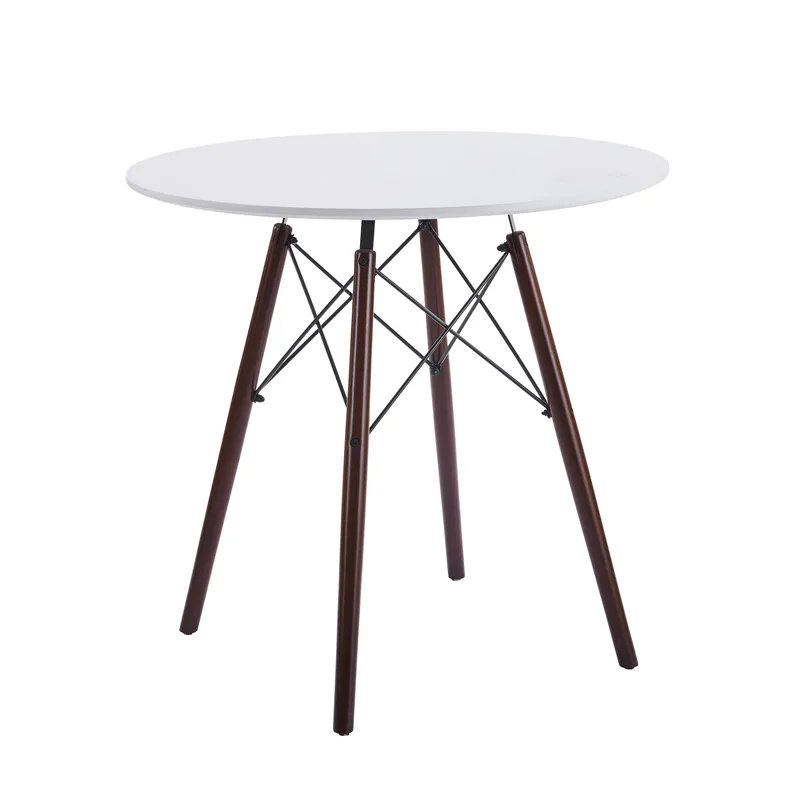 Vilgot runt matbord med bruna ben - Ø80 cm, Vit/Brun