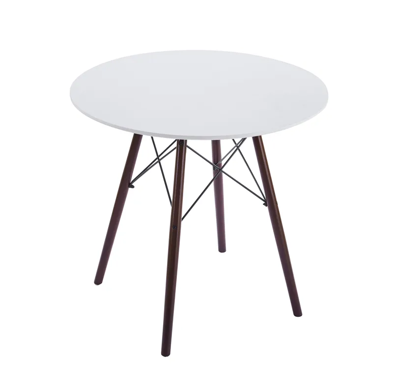 Vilgot runt matbord med bruna ben - Ø80 cm - Vit/Brun - Möbler - Bord & matgrupper - Matbord & köksbord