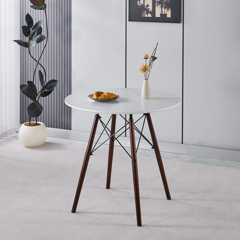 Vilgot runt matbord med bruna ben - Ø80 cm - Vit/Brun - Möbler - Bord & matgrupper - Matbord & köksbord