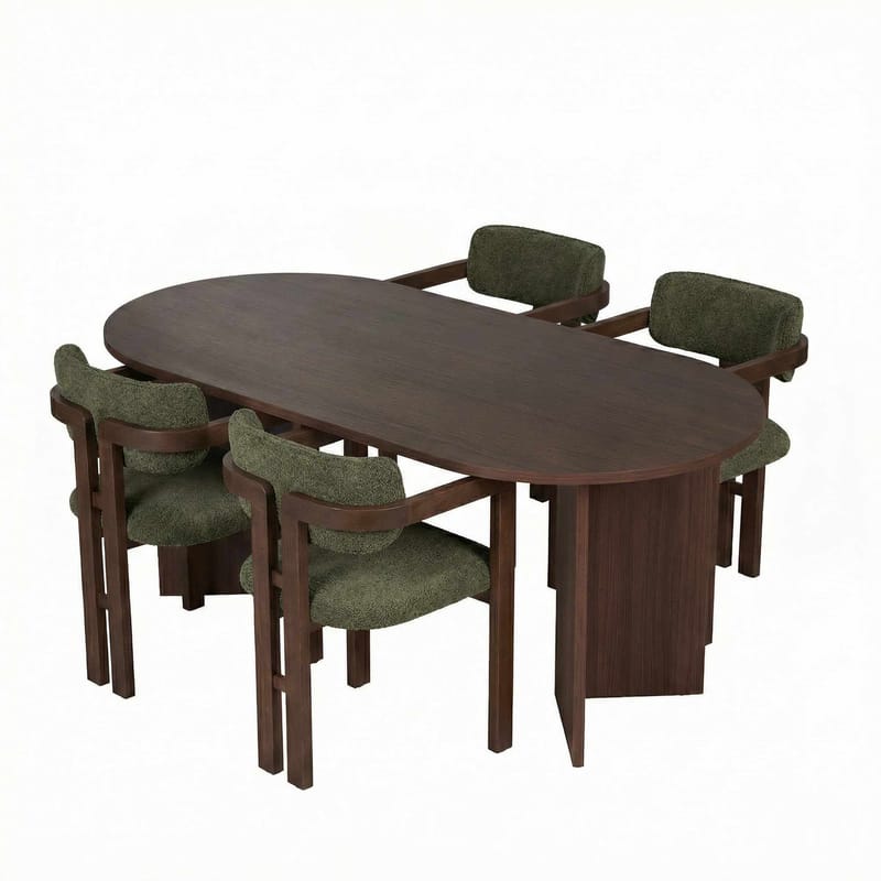 Vintar Matbord- och stolset 180x75x90 cm 5 delar - Milano Walnut, Dark Walnut, Green - Möbler - Bord & matgrupper - Matgrupper