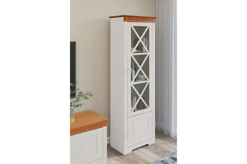 Vitrinskåp Lisa Vit/Honung - Vit/Honung - Förvaring - Skåp - Vitrinskåp