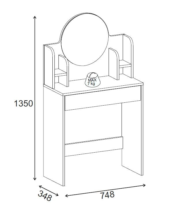 Vorina Sminkbord 85 cm - Vit - Möbler - Bord & matgrupper - Sminkbord & toalettbord