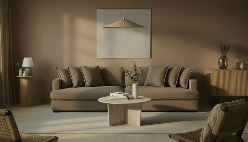 Wedge Runt Soffbord Sten 80 cm - Beige - Möbler - Bord & matgrupper - Soffbord