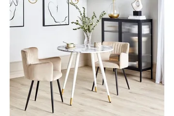 Wellon Litet Runt Matbord 80 cm med Marmor- och Metallutseende - Vit|Guld - Möbler - Bord & matgrupper - Matbord & köksbord