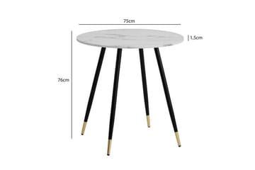 Wohnling Litet Runt Matbord 75 cm med Marmorutseende och Gyllene Ben - Vit - Möbler - Bord & matgrupper - Matbord & köksbord