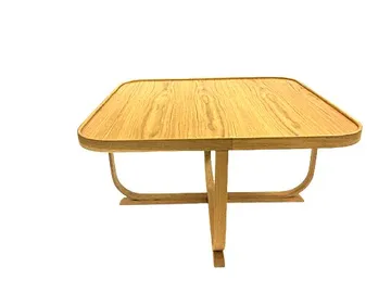 Xalvo 90 cm Kvadratiskt Soffbord med Böjda Ben i Ek - Brun - Möbler - Bord & matgrupper - Soffbord