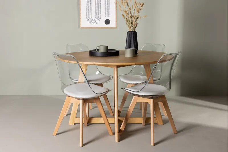 Yakidon Matgrupp 120 cm Rund med 4 Edvin stolar - Brun - Möbler - Bord & matgrupper - Matgrupper