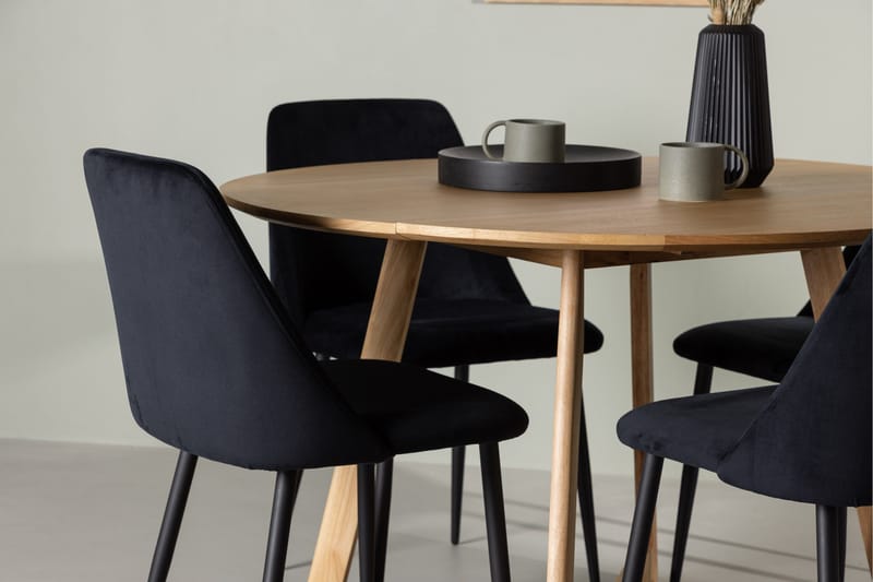 Yakidon Matgrupp 120 cm Rund med 4 Night stolar - Svart - Möbler - Bord & matgrupper - Matgrupper