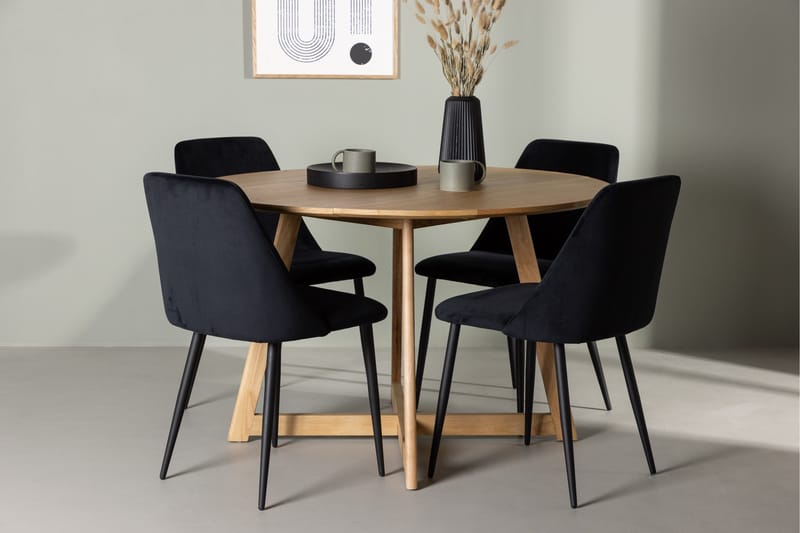 Yakidon Matgrupp 120 cm Rund med 4 Night stolar - Svart - Möbler - Bord & matgrupper - Matgrupper