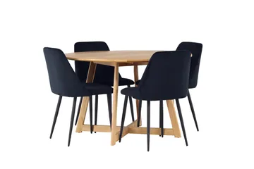 Yakidon Matgrupp 120 cm Rund med 4 Night stolar - Svart - Möbler - Bord & matgrupper - Matgrupper