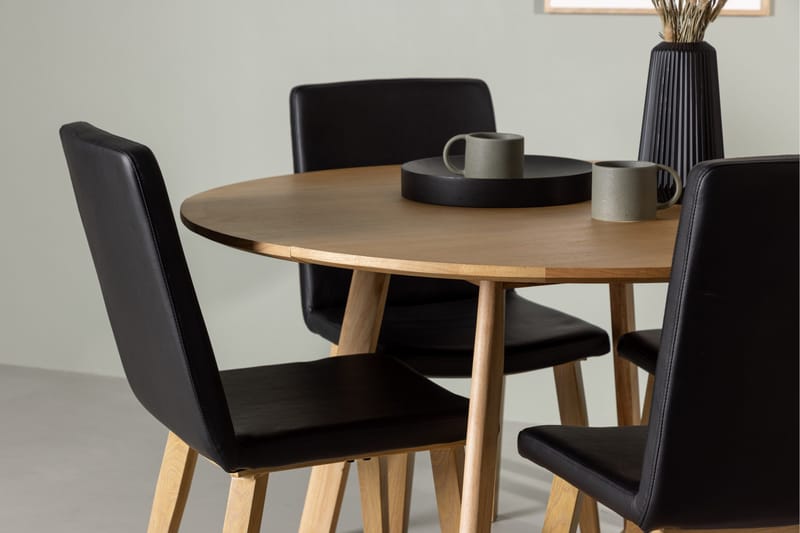 Yakidon Matgrupp 120 cm Rund med 4 Today stolar - Svart - Möbler - Bord & matgrupper - Matgrupper