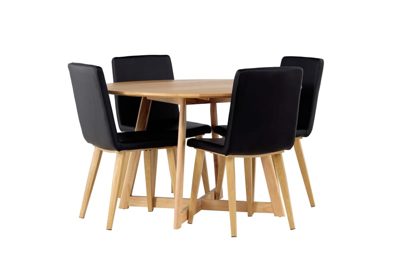 Yakidon Matgrupp 120 cm Rund med 4 Today stolar - Svart - Möbler - Bord & matgrupper - Matgrupper