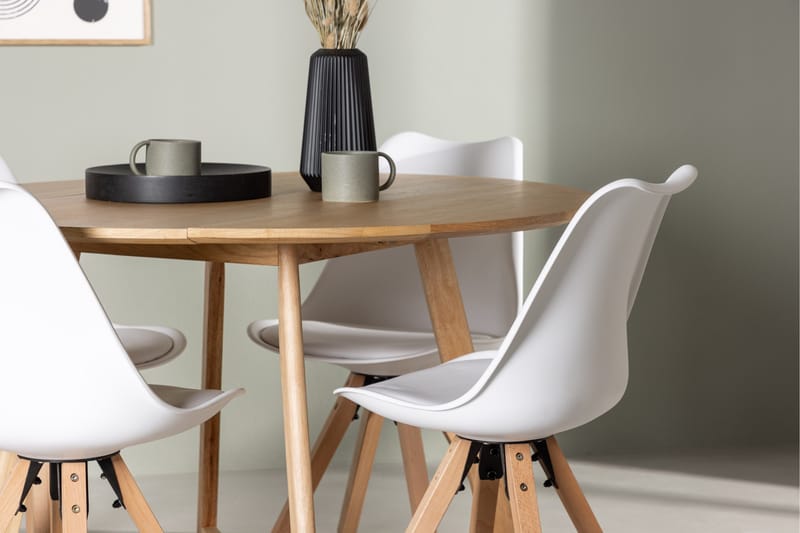 Yakidon Matgrupp  120 cm Rund med 4 Zeno stolar - Brun - Möbler - Bord & matgrupper - Matgrupper