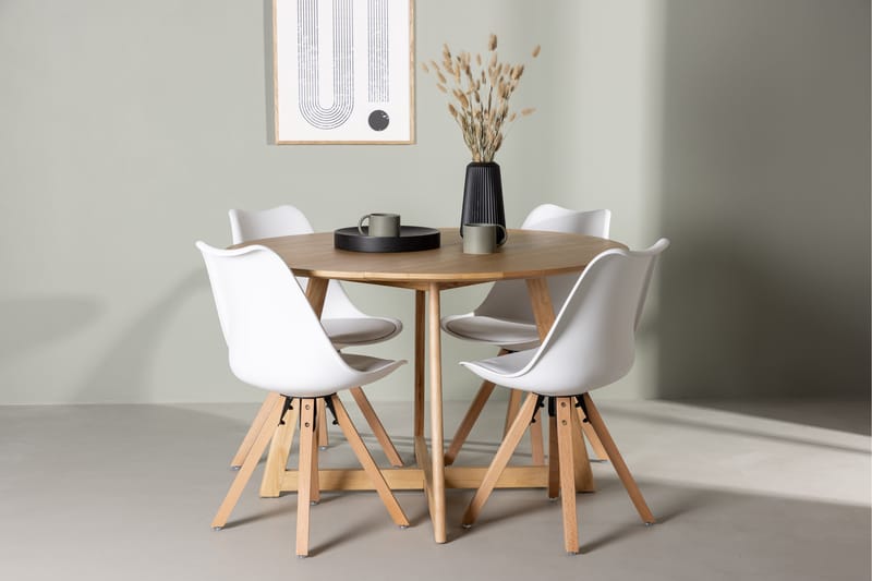 Yakidon Matgrupp  120 cm Rund med 4 Zeno stolar - Brun - Möbler - Bord & matgrupper - Matgrupper