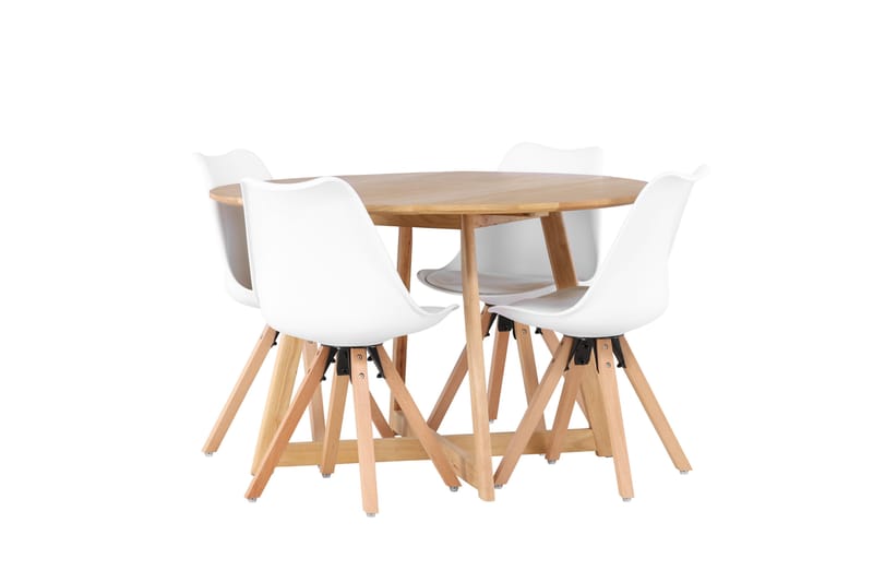 Yakidon Matgrupp  120 cm Rund med 4 Zeno stolar - Brun - Möbler - Bord & matgrupper - Matgrupper