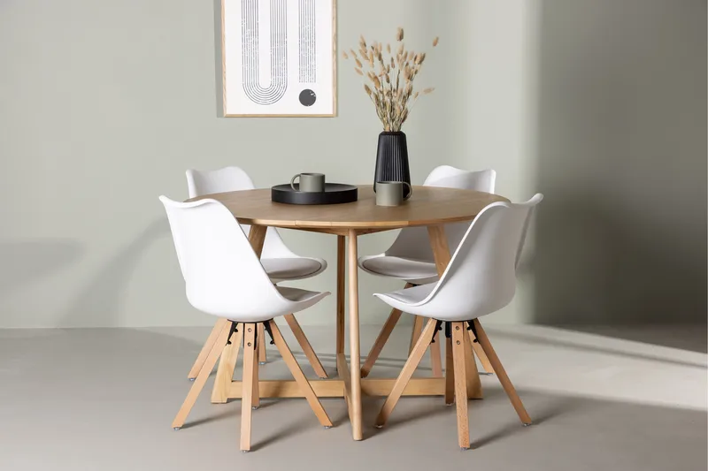 Yakidon Matgrupp  120 cm Rund med 4 Zeno stolar - Brun - Möbler - Bord & matgrupper - Matgrupper