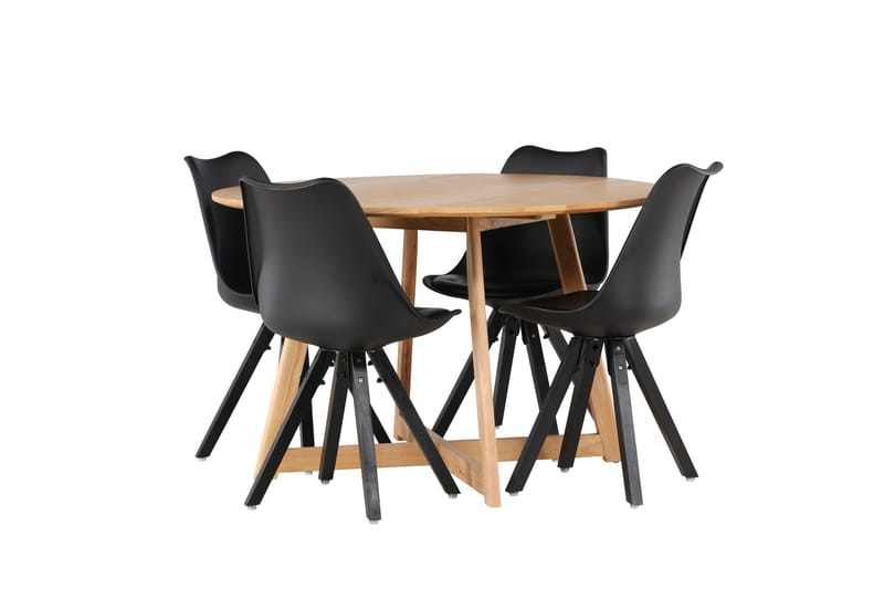 Yakidon Matgrupp 120 cm Rund med 4 Zeno stolar - Svart - Möbler - Bord & matgrupper - Matgrupper