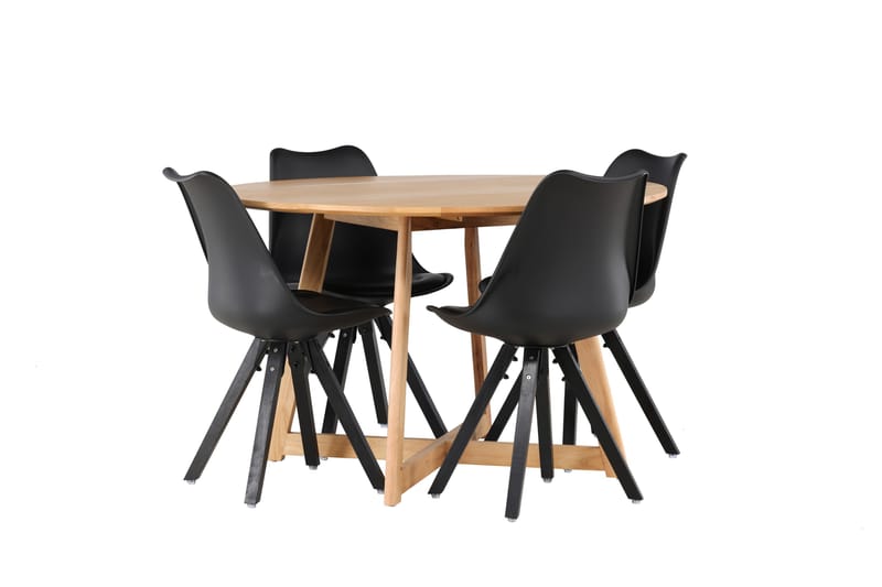 Yakidon Matgrupp 120 cm Rund med 4 Zeno stolar - Svart - Möbler - Bord & matgrupper - Matgrupper