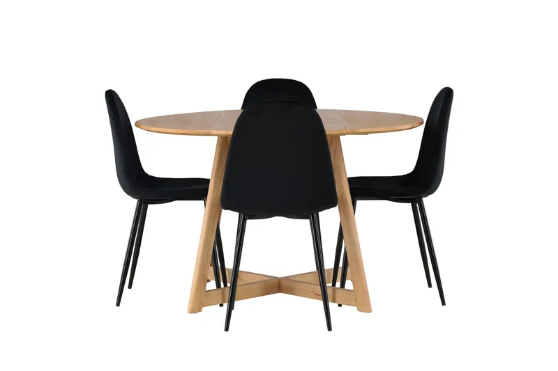 Yakidon Matgrupp 120 cm Rund med 4 Polar stolar, Svart