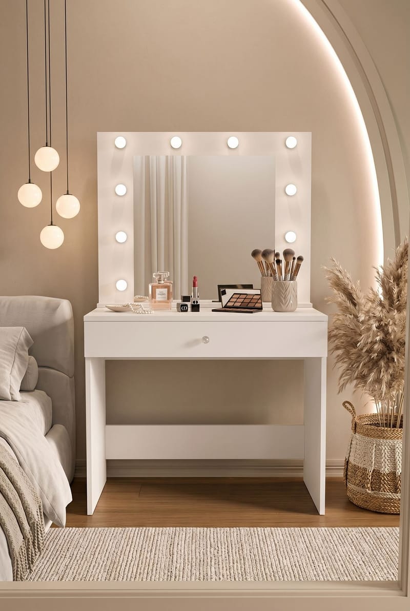 Yoren Sminkbord 80x147x42,5 cm - Vit - Möbler - Bord & matgrupper - Sminkbord & toalettbord