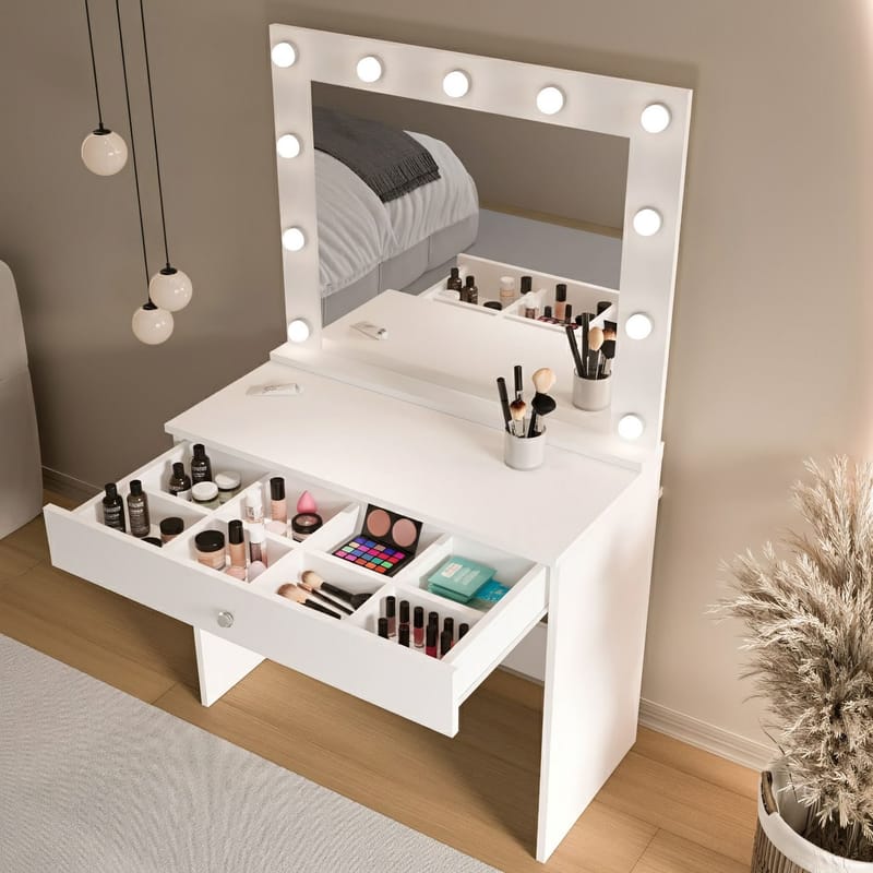 Yoren Sminkbord 80x147x42,5 cm - Vit - Möbler - Bord & matgrupper - Sminkbord & toalettbord