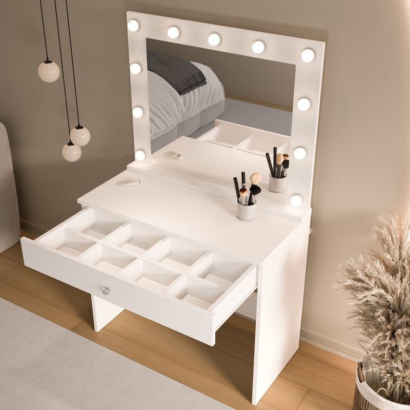 Yoren Sminkbord 80x147x42,5 cm - Vit - Möbler - Bord & matgrupper - Sminkbord & toalettbord
