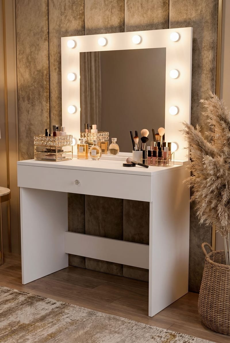 Yoren Sminkbord 80x147x42,5 cm - Vit - Möbler - Bord & matgrupper - Sminkbord & toalettbord
