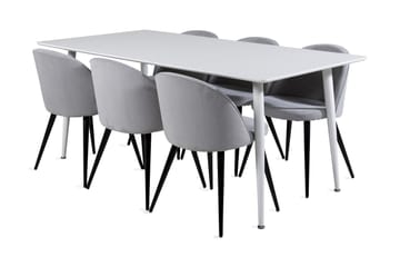 Ypas Matgrupp 180 cm inkl 6 Valeri Stolar - Vit/Grå - Möbler - Bord & matgrupper - Matgrupper