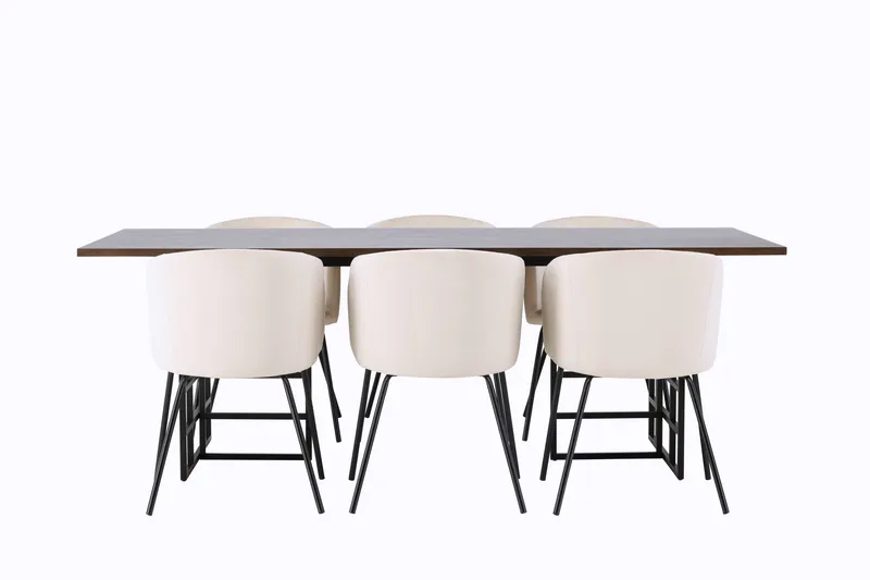 Ystad Matgrupp 220 cm Rektangulär med 6 Berit stolar, Beige