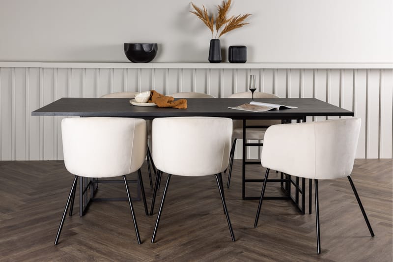Ystad Matgrupp  220 cm Rektangulär med 6 Berit stolar - Beige - Möbler - Bord & matgrupper - Matgrupper